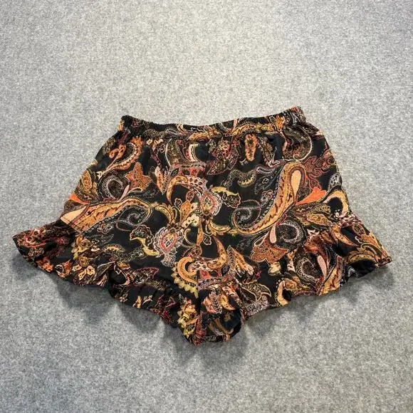 Women's Nasty Gal SHEER Black Paisley Ruffle Hem Shorts Size 8 NEW - Picture 7 of 7